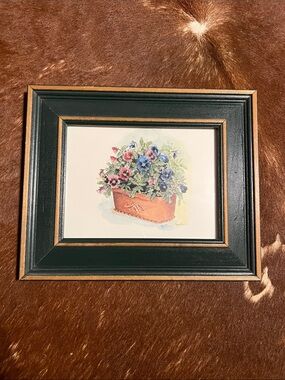 Peggy Abrams American Artist Signed Pansy Print Framed